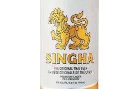 Singha Beer, Thai Beer. Lager beer from Thailand. 490ml. can
